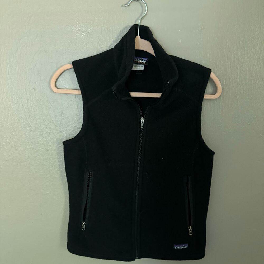 PATAGONIA Black Fleece Zip Up Women's Vest Size Medium casual comfort everyday